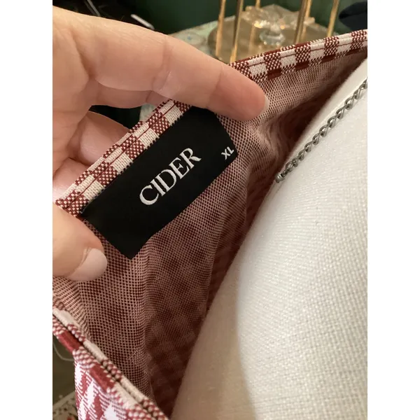 Cider Burgundy Gingham Bow Shoulder Long Sleeve Mini Dress XL - Image 4