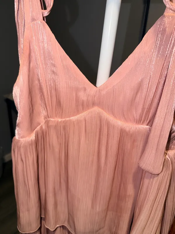 Lush Clothing Tiered Cut-Out Metallic Thread Maxi Dress S - Image 2