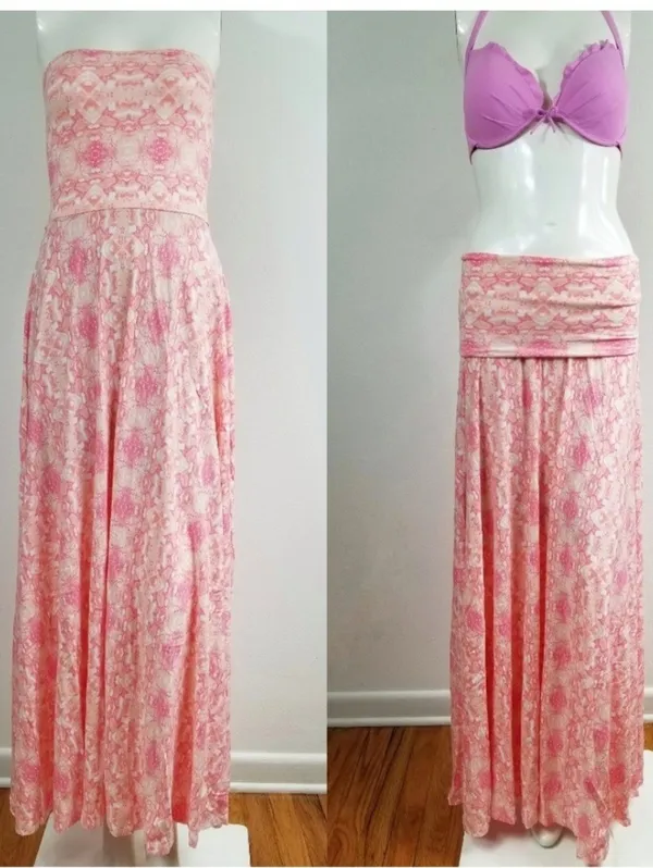 Victoria's Secret Strapless Floral Maxi Dress in Pink Medium - Image 3