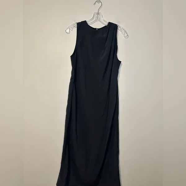 Abercrombie High Neck Column Black Satin Midi Corporatecore Dress Sz S - Image 6