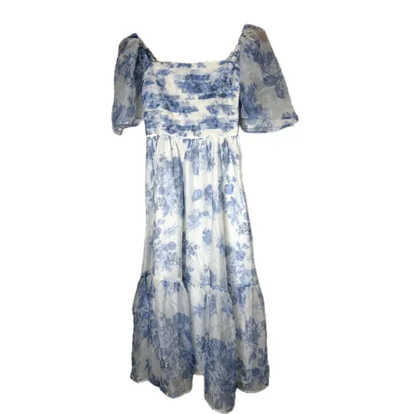 Abercrombie & Fitch The A&F Emerson Angel Sleeve Midi Dress Size XS NWT Blue - Image 3