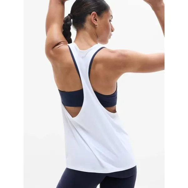 Athleta S With Ease Sport RacerBack Tank Bright White Small - Image 2