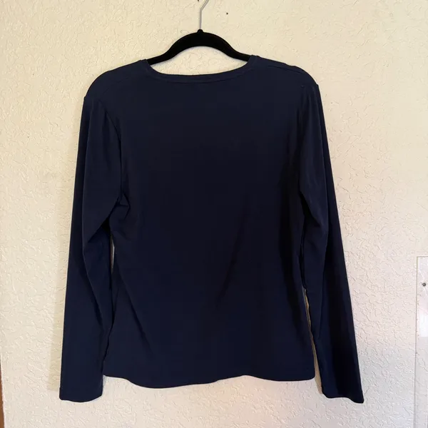 Lauren‎ Ralph Lauren Top Womens XL Navy Blue Long Sleeve Cotton Blend Casual - Image 6