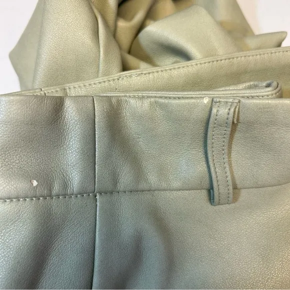 7 For All Mankind Sage Green Vegan Leather‎ Straight Leg Pants - Image 7