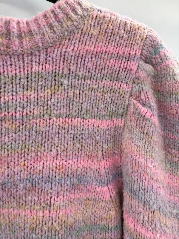 Loveshackfancy Aquarius Chunky Knit Sweater Pink Puff Sleeves Coquette small - Image 7