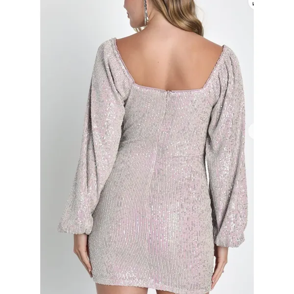 Lulus Fabulous Essence Womens M Blush Iridescent Sequin Bodycon Mini Dress NWT - Image 5