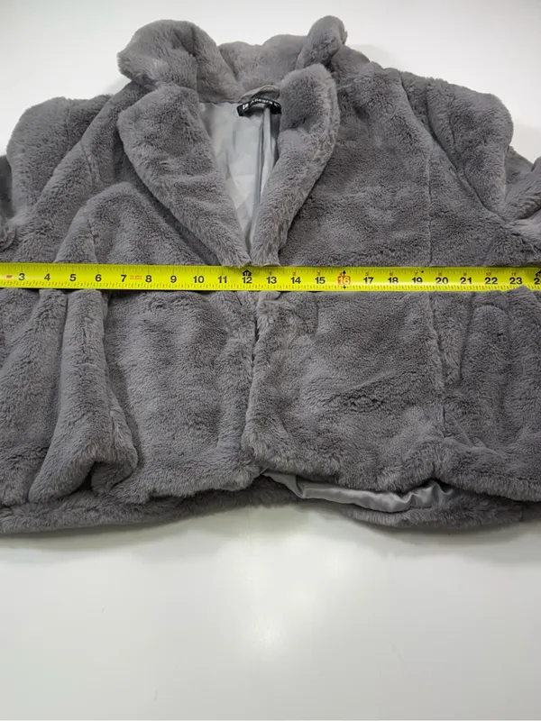 Allegra K Gray Plush Teddy Jacket with Cozy Collar - Image 4