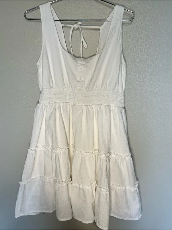 White Tiered Sleeveless Rush Summer Dress - Image 2