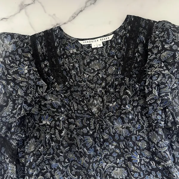 Veronica Beard Penny Silk blouse Floral Lace Sz 6 Romantic Feminine Chic Lux Top - Image 6