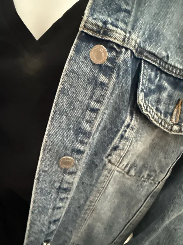 Chance Off Embroidered Boho Denim Jacket with Coin Fringe One Size - Image 5