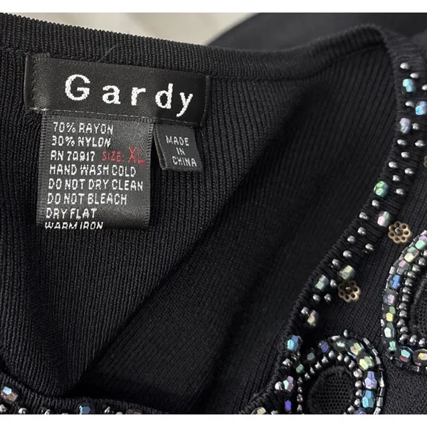 Gardy Sweater Size XL Black Beaded Whimsigoth Maximalist Gothic Chic Glam Event - Image 5