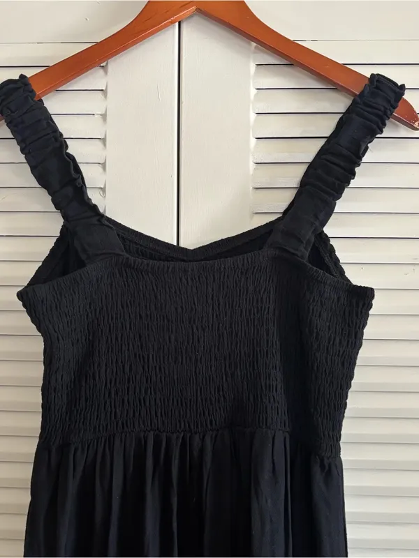 Line and Dot Market & Spruce Black Sweetheart Smocked Strappy Sleeveless Maxi Dress Size S - Image 5