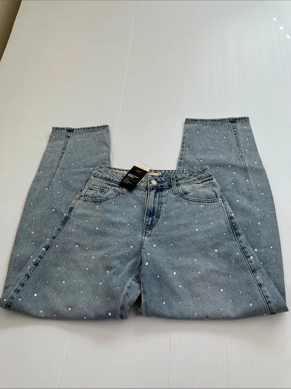 Levi's NWT Baggy Dad Barrel Jeans with Crystal Embellishment Dazzle Me, 25 x 32 - Image 5
