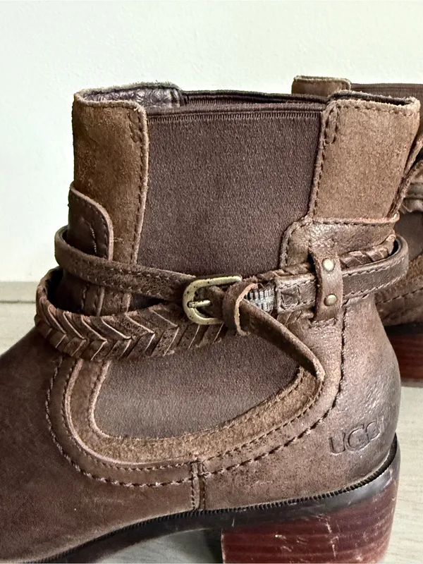 UGG Australia Krewe Motorcycle Leather Ankle Boots 29013G Brown Leather Size 7 - Image 8