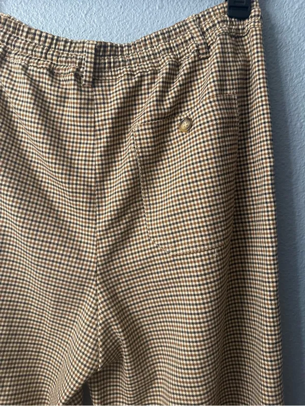 Anthropologie Maeve Classic Women's Houndstooth Wide-Leg Pants in Tan NWOT - Image 6