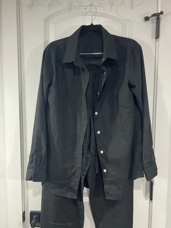 Brand New linen Set , pants and Top Black Size M - Image 5