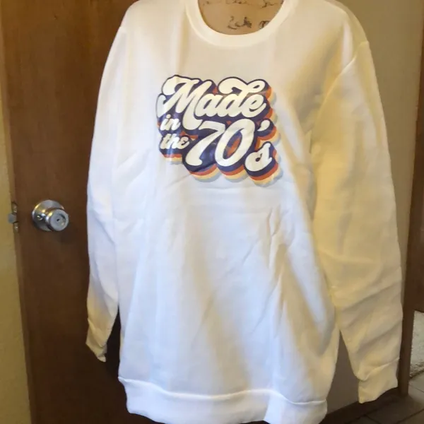 Women’s Made in the 70’s Sweatshirt, White, Size XXL - Image 2