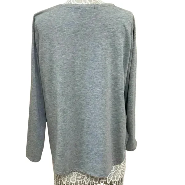 Leopard Print Fall Pumpkin Shirt Size XL Gray - Image 4