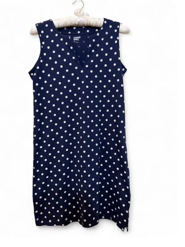 Lands End Women's Cotton Jersey Swim Cover-up Polka Dot Print Dress Size Small - Image 4