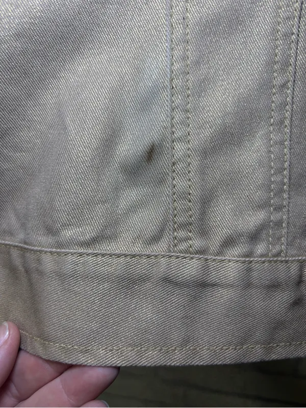 Lauren Jeans Co Ralph Lauren Women's Demin Gold Metallic Button Up Jacket Sz L - Image 4
