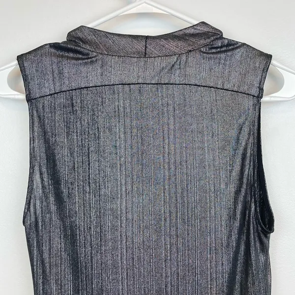 DREW Draped Neck Metallic Gray Sleeveless Top - Image 5