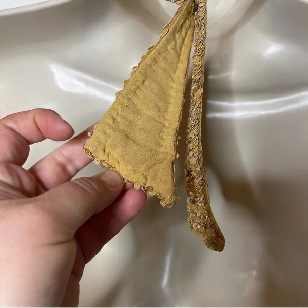 Vintage Y2K Handmade Luxury Gold Sequin Halter neck crop top sz XS - Image 6