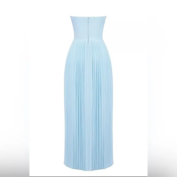 HOUSE OF CB 'Marcella' Ocean Blue Pleated Maxi Dress - Image 4