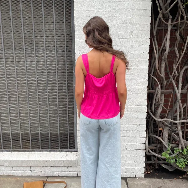 Old Navy Y2k hot pink strappy cami boho tank top sz M - Image 2