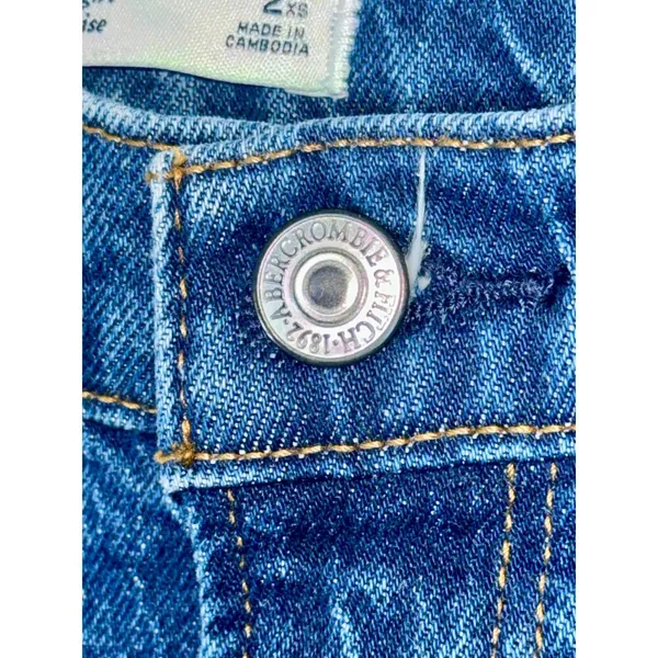 Abercrombie & Fitch Curve Love 90s Straight Ultra High Rise Blue Jeans Size 26 2 - Image 5