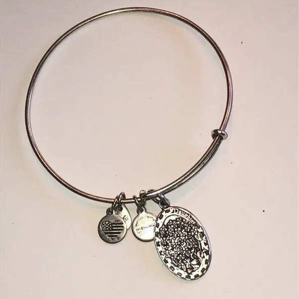 Alex and Ani Silver Tone Daughter Flowers Charm Bangle Bracelet - Image 2