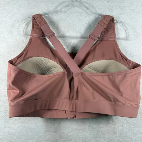 Duluth Trading Co Front Zip Sports Bra 24W Mauve High Impact Adjustable Straps - Image 8