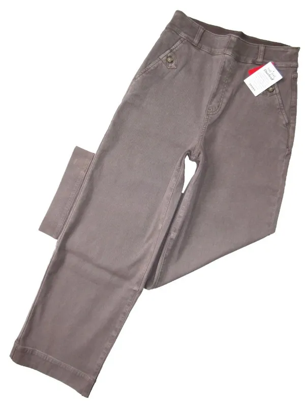NWT SPANX 20312R Stretch Twill Cropped Wide Leg in Smoke Khaki Pants S - Image 2