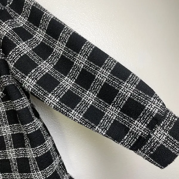 House of Harlow Shacket Womens Medium Black Button Up Tweed White Check Heavy - Image 7