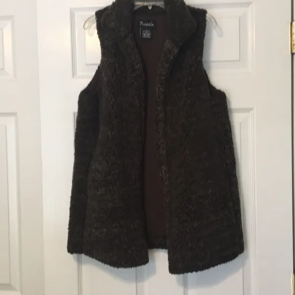 Sherpa shearling fleece teddy bear brown vest Small - Image 2