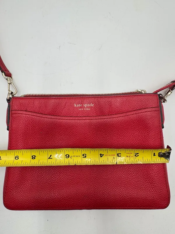 Kate Spade New York Red Pebbled Leather Crossbody Shoulder Bag Purse Dust Bag - Image 6