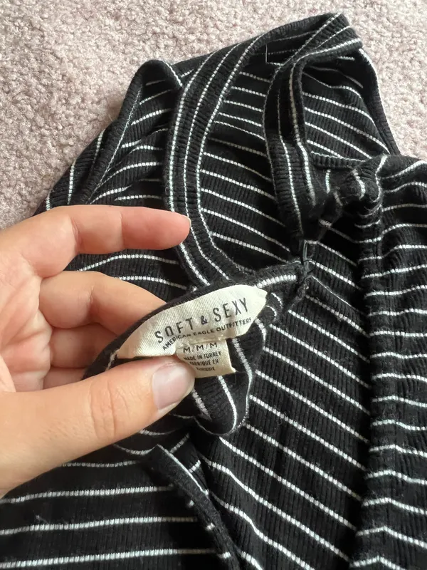 American Eagle Black Striped  Dress - Image 5