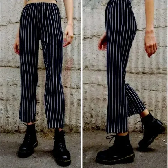Brandy Melville Striped Blue Navy White Pants Bottoms - Image 9