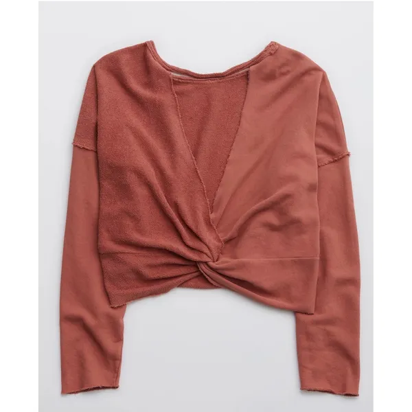 Aerie Weekend Pretty Twist Back‎ Raw Hem Sweatshirt Small - Image 6