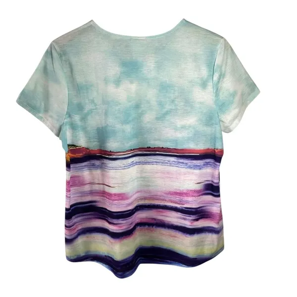 Chico’s Weekends Scenic Lighthouse Art T-Shirt Top Multicolor Tee Size 2/Large - Image 5