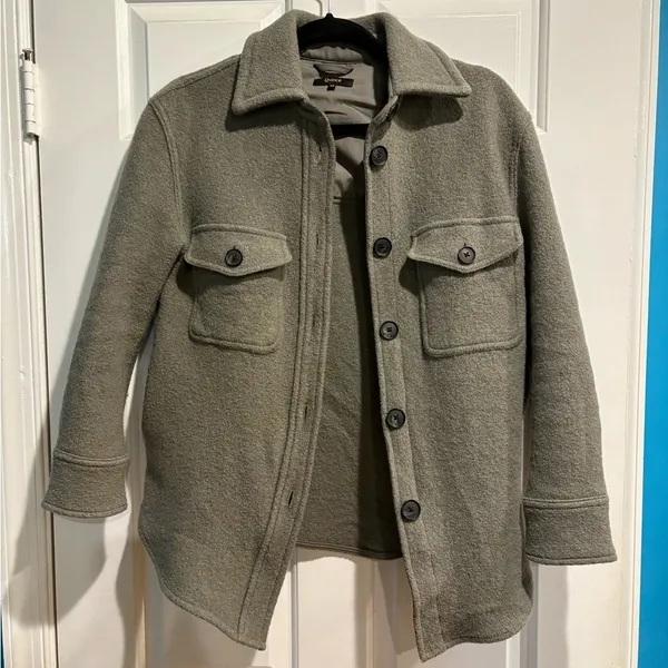 Quince merino wool shirt jacket shacket XS gray - Image 3