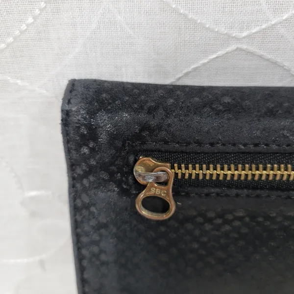 See By Chloe Checkbook Wallet 7.25" Black Soft Embossed Leather Bi-Fold Clutch - Image 3