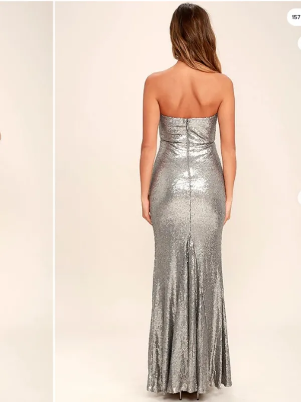 LULU's Sexy Prom Holidays Wedding New Years Shimmer Sparkle Bustier Maxi Gown - Image 5