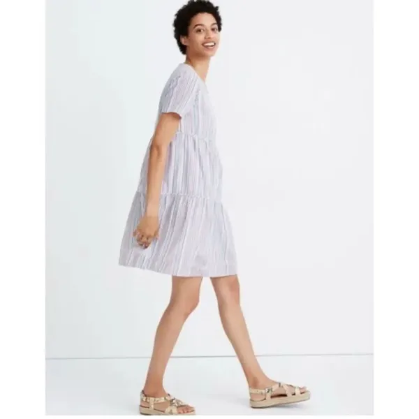 Madewell multicolored stripe crewneck tiered shirt XXS mini dress - Image 2