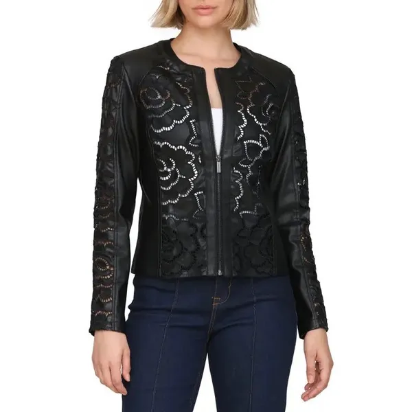 Bagatelle Collection Womens Jacket Size S Burgundy Lace Genuine Leather‎ - Image 8