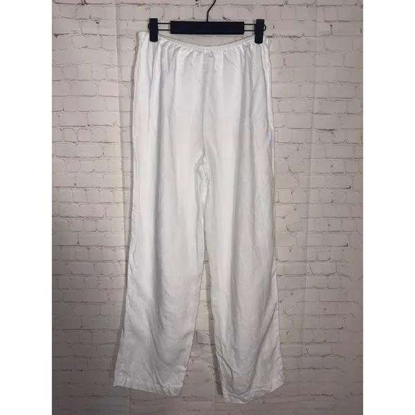 Cut Loose Womens White 100% Linen 2 Piece Set Tunic Tank Top and Wide Leg Pants - Image 3