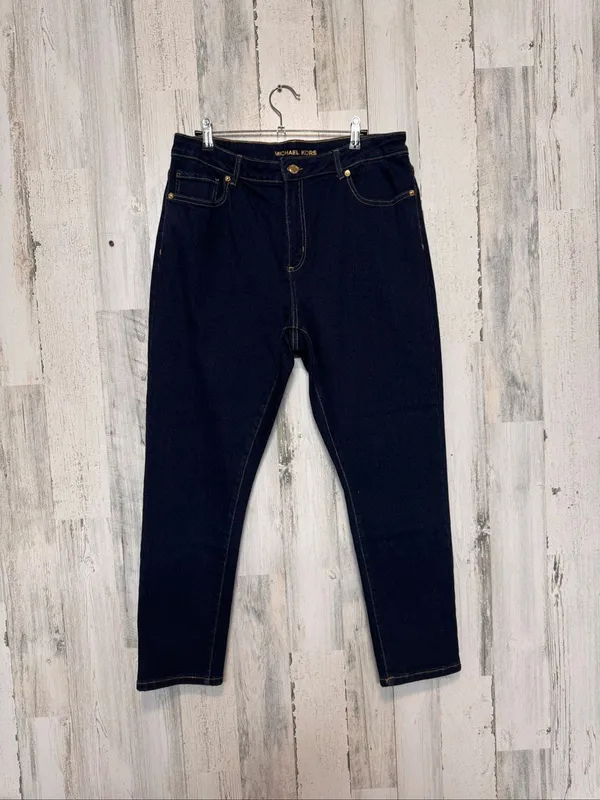 Michael Kors Dark Wash Skinny Jeans Womens 12 Gold Hardware Stretch Denim Pants - Image 6