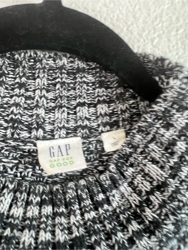 GAP Women's‎ Mockneck Cable-Knit Cotton Sweater Dress Charcoal Cozy Casual - Image 3