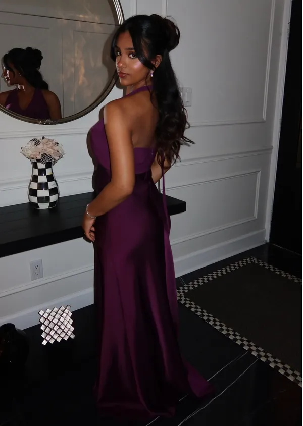 Aqua halter mixed media gown  - Image 2