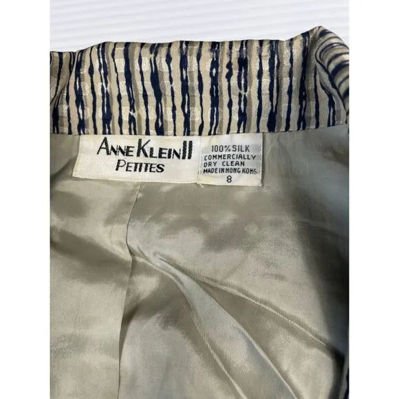 Anne Klein Petites Striped Textured Blazer Professional‎ Office Wear Size 8 - Image 2