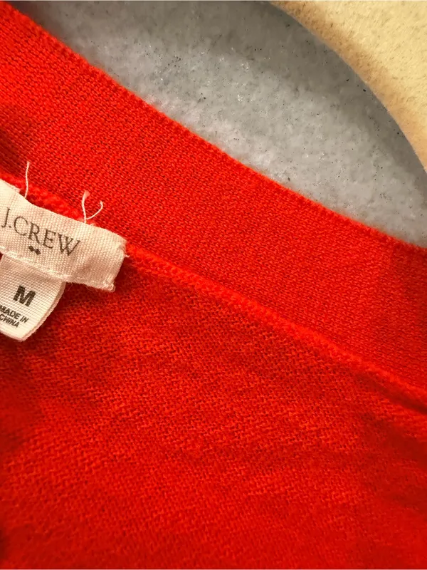 J.Crew Size M 100% Merino Wool Cardigan Sweater Red Orange Button Front - Image 6